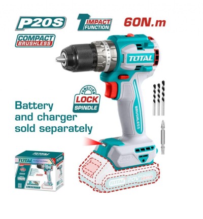 TOTAL PARAFUSADEIRA  20V TIDLI206021  2BT  MOTOR BRUSHLESS Total Herramientas Oficial