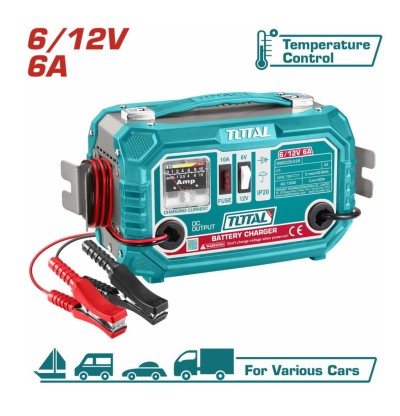 TOTAL CARREGADOR DE BATERIA  6/12V / 40-90A  TBC1501 Total Herramientas Oficial