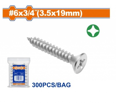WADFOW PARAFUSOS DE METAL AUTO-ROSCANTE PHILLIPS  3/4  3.5X19MM   WXSC913  300PCS Total Herramientas Oficial