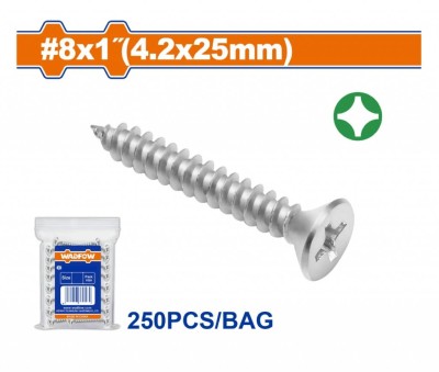 WADFOW PARAFUSOS DE METAL AUTO-ROSCANTE PHILLIPS 4.2X25MM  WXSC934  250PCS Total Herramientas Oficial