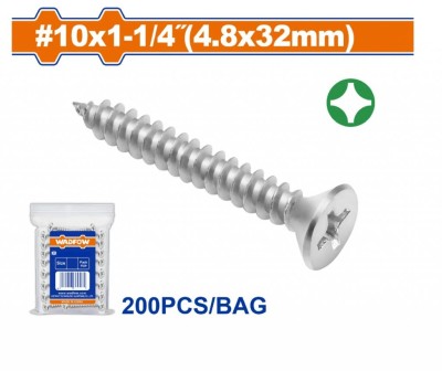 WADFOW PARAFUSOS DE METAL AUTO-ROSCANTE PHILLIPS 1/4 4.8X32MM  WXSC945 200PCS Total Herramientas Oficial