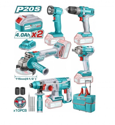 TOTAL CONJUNTO DE FERRAMENTAS INDUSTRIAIS 20V 5PCS TCKLI2019 Total Herramientas Oficial