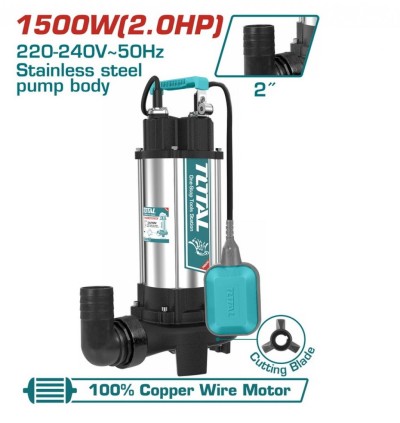 TOTAL BOMBA DE ÁGUA SUBMERSÍVEL  TWP7150026 1500W 2HP Total Herramientas Oficial