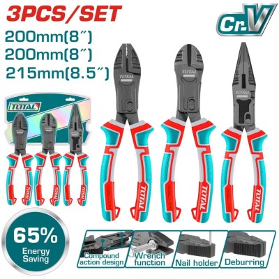 TOTAL KIT DE ALICATE DE AÇÃO COMPOSTO 3 PCS  THT2CK231S Total Herramientas Oficial