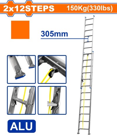 WADFOW  ESCADA EXTENSIVEL 2 SEÇÕES DE ALUMÍNIO  WLD8H24 Total Herramientas Oficial
