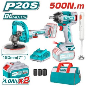 TOTAL KIT CHAVE DE IMPACTO+POLIDOR +BATEDEIRA  TOSLI240686 Total Herramientas Oficial