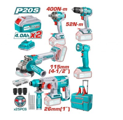 TOTAL KIT KIT DE COMBINAÇÃO INDUSTRIAL SEM FIO 5PCS UTCKLI2058 Total Herramientas Oficial