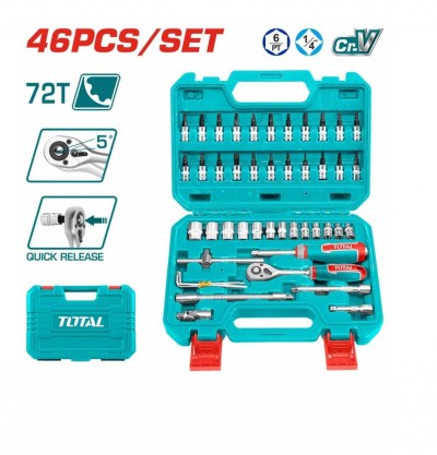 TOTAL KIT FERAMENTAS CONJUNTO DE SOCKET 46 PCS THT141462 Total Herramientas Oficial