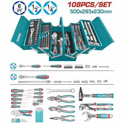 TOTAL  KIT DE FERAMENTAS  THTCS121081 108PCS Total Herramientas Oficial