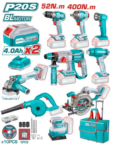 TOTAL KIT INDUSTRIAL SEM FIO 9PCS TCKLI2098 Total Herramientas Oficial