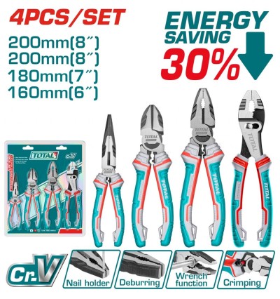 TOTAL  KIT ALICATE 4PCS  THT2K0458  Total Herramientas Oficial