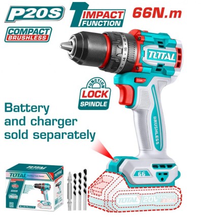 TOTAL FURADEIRA DE IMPACTO   20V TIDLI206681 MOTOR SEM ESCOVAS Total Herramientas Oficial