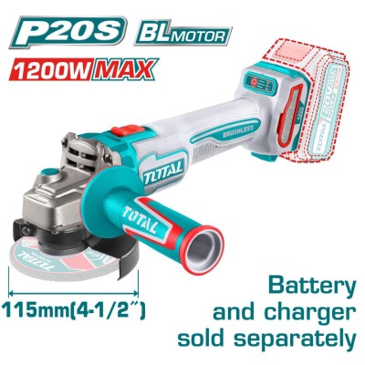TOTAL ESMIRILHADEIRA ANGULAR  20V TAGLI221153  MOTOR SEM ESCOVAS Total Herramientas Oficial
