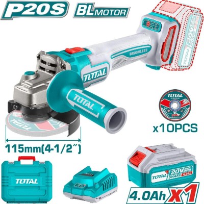 TOTAL REBARBADORA  20V UTAGLI211541 MOTOR SEM ESCOVAS Total Herramientas Oficial