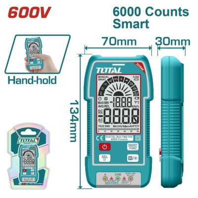 TOTAL MULTITESTER  600V  6000 DÍGITOS  TMT516004  Total Herramientas Oficial