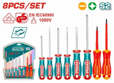 TOTAL  KIT CHAVE FENDA 8PCS  TKSDS0836 Total Herramientas Oficial