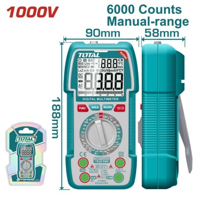 TOTAL MULTITESTER DIGITAL 600V   TMT5310002 Total Herramientas Oficial