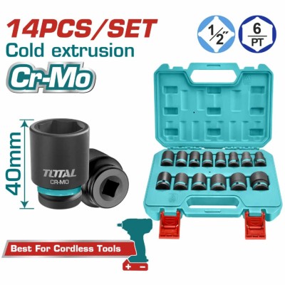 TOTAL JOGO DE SOCKET DE IMPACTO 14 PCS  THISTD12141  Total Herramientas Oficial