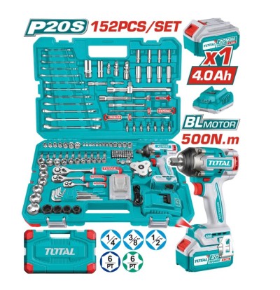 TOTAL KIT DE  FERRAMENTAS 20V  THKTHP31522 152PCS Total Herramientas Oficial