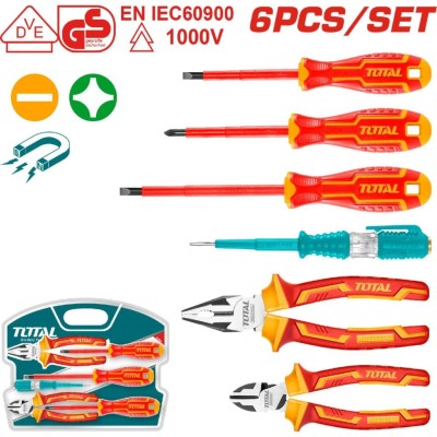 TOTAL  KIT FERRAMENTAS ISOLADA THKIST3062  6PCS Total Herramientas Oficial