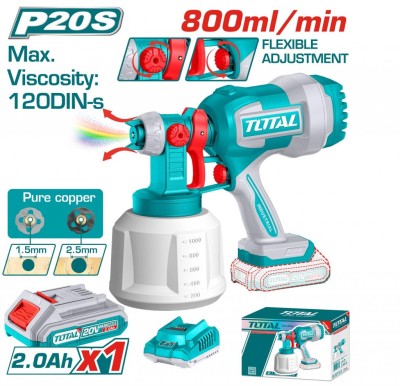 TOTAL PISTOLA DE PINTURA 20V  TSGLI20042 1BAT Total Herramientas Oficial
