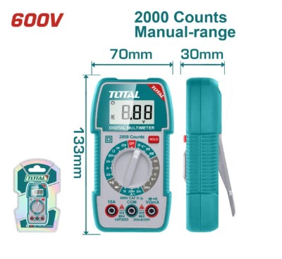 TOTAL  MULTITESTER DIGITAL 2000 COUNTS RMS  TMT5360011 Total Herramientas Oficial