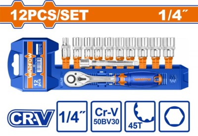 WADFOW CONJUNTO DE SOQUETE CR-V 1/4 12PCS WST4212 Total Herramientas Oficial