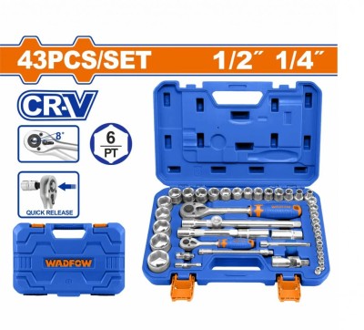 WADFOW KIT DE FERRAMENTAS DE CONJUNTO DE DADOS WST3D43  43PCS Total Herramientas Oficial