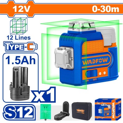 WADFOW NIVEL LASER 3D VERDE WLE8M12 Total Herramientas Oficial