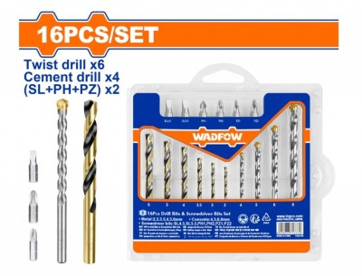 WADFOW CONJUNTO DE BROCAS E PONTAS DE CHAVE DE FENDA 16 PCS  WKS4165 Total Herramientas Oficial