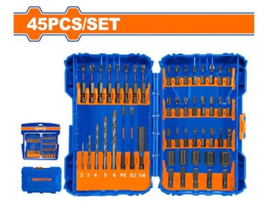 WADFOW CONJUNTO DE BITS PARA CHAVE DE FENDA DE IMPACTO 45PCS WSV6545 Total Herramientas Oficial