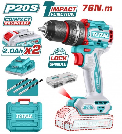 TOTAL PARAFUZADEIRA COMPACTA  20V 76NM 13MM  TIDLI20768 Total Herramientas Oficial