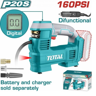 TOTAL COMPRESSOR DE AR ??20V DISPLAY DIGITAL  TACLI2012 160PSI LION Total Herramientas Oficial