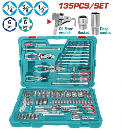 TOTAL KIT DE FERRAMENTAS  135PCS  THKTHP21356  Total Herramientas Oficial