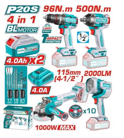 TOTAL COMBO SEM FIO 4PCS  TOSLI241292 Total Herramientas Oficial