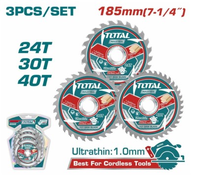 TOTAL CONJUNTO DE 3 DISCOS DE CORTE TCT ULTRAFINOS  TAC236185 Total Herramientas Oficial