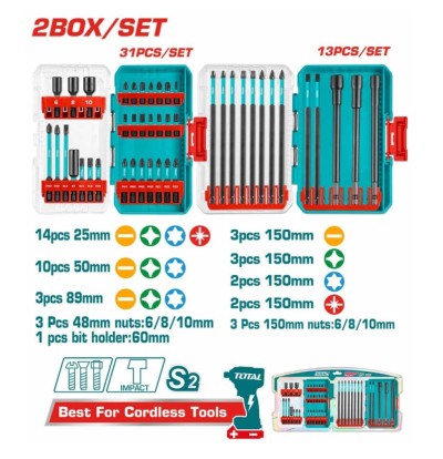 TOTAL KIT DE 44 BITS DE CHAVE DE FENDA E PORCAS MAGNÉTICAS TACSDL24408 Total Herramientas Oficial