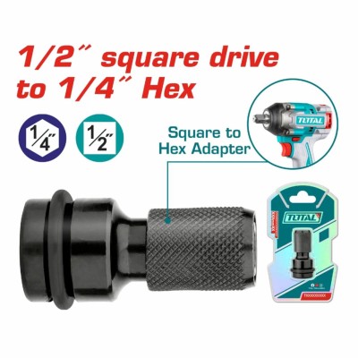 TOTAL ADAPTADOR 1/2 QUADRADO 1/4 HEX 50MM  TAC60501 Total Herramientas Oficial