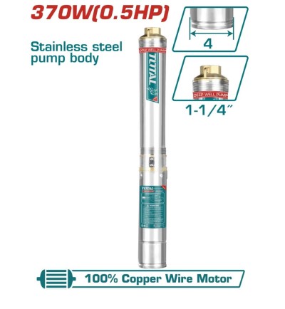 TOTAL  BOMBA DE ÁGUA DE POÇO PROFUNDO TWP53701 0.5HP 370W 80M Total Herramientas Oficial