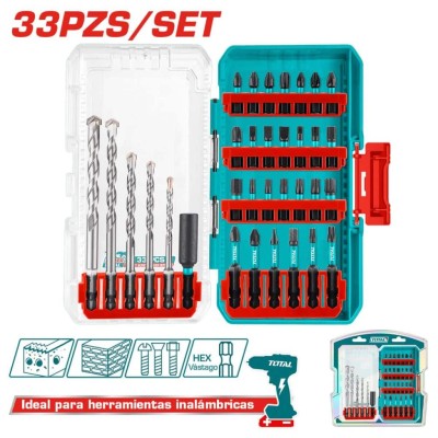 TOTAL KIT BROCAS PARA CHAVE DE IMPACTO + BROCAS 33PCS TACSDL11303 Total Herramientas Oficial
