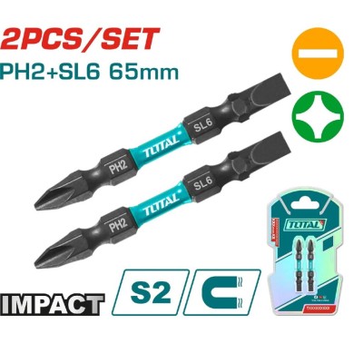 TOTAL BITS PHILIPS  PH2+SL6 65MM  TACIM72HL665 Total Herramientas Oficial