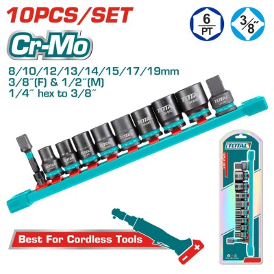 TOTAL CONJUNTO DE SOQUET DE IMPACTO 10PCS THTISD38104 Total Herramientas Oficial