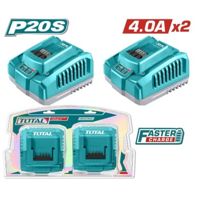 TOTAL KIT CARREGADOR  2PCS  21V 4AH  TOSLI250388  Total Herramientas Oficial