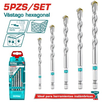 TOTAL KIT BROCAS DE ALVENARIA  5PCS  4-10MM   TACSD6055 Total Herramientas Oficial