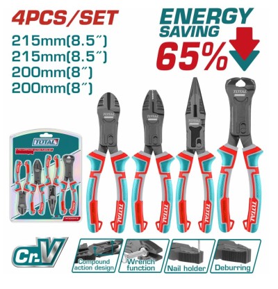TOTAL KIT ALICATES COMBINADO  4PCS  THT2CK241S Total Herramientas Oficial