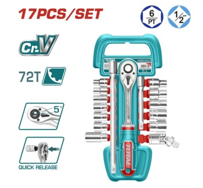 TOTAL CONJUNTO DE SOQUETES CR-V 1/2 17PCS THT121171 Total Herramientas Oficial