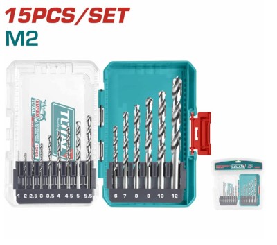 TOTAL KIT DE BROCAS M2 HSS 15 PCS  TACSDL51508 Total Herramientas Oficial