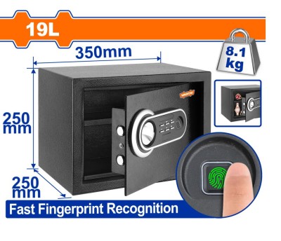 WADFOW COFRE 19L COM RECONHECIMENTO DE IMPRESSÃO DIGITAL 25X25X35CM WEB3525  Total Herramientas Oficial