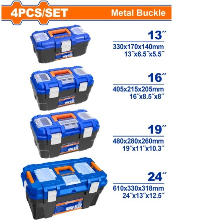 WADFOW  JUEGO DE CAJAS DE HERRAMIENTAS 4PCS  WTB4104  13/16/19/24 Total Herramientas Oficial
