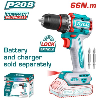 TALADRO PARAFUZADEIRA  20V TDLI206681  66NM MOTOR SEM ESCOVAS  Total Herramientas Oficial